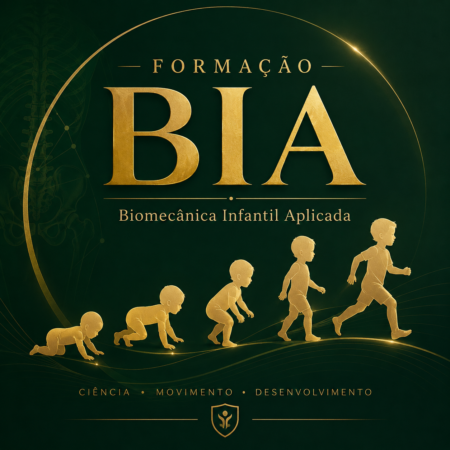 Formação BIA em Biomecânica Infantil Aplicada para fisioterapeutas, com representação da evolução do movimento infantil.